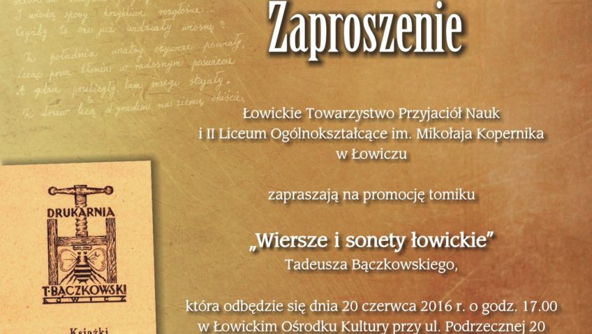 Promocja tomiku „Wiersze i sonety łowickie” Tadeusza Bączkowskiego / 20.06